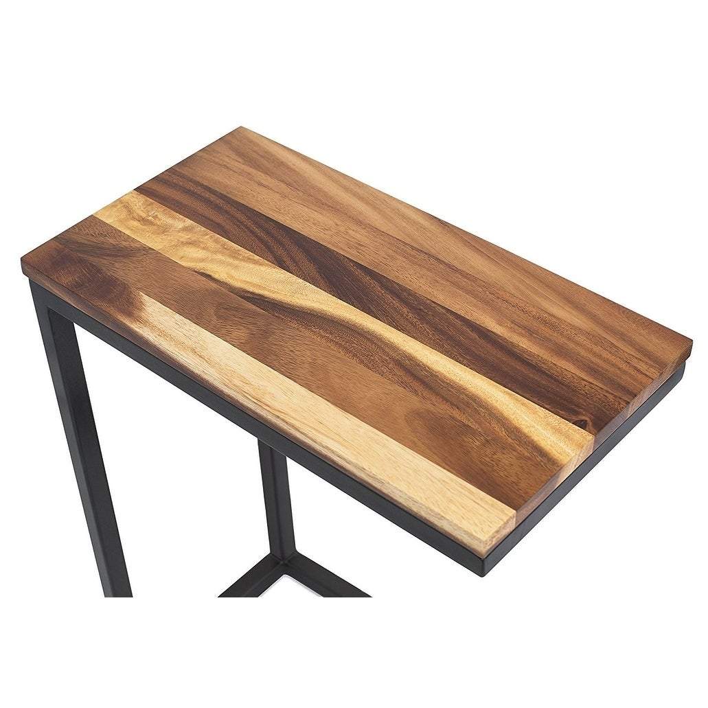 Sheesham Wood & Iron Bedside End Table For Home - Furnishiaa -  -